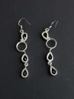 Black stone, contemporary-Silver dangle Earrings - Image 2