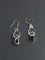 Black stone, celtic pure silver earrings - Image 2