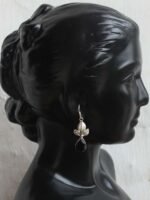 Black-stone, Leaf shape pure silver Earrings - Image 3
