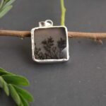 Black Trees- Small Dendritic Agate Silver Pendant