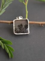 Black Trees- Small Dendritic Agate Silver Pendant