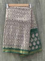 Black, White and Green Bagru Kota-doria Sari