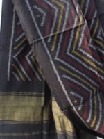 Black zig-zag Patan Patola Woolen Shawl - Image 2