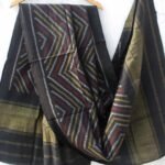 Black zig-zag Patan Patola Woolen Shawl