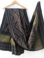 Black zig-zag Patan Patola Woolen Shawl