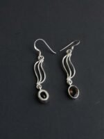 Blackish-Brown stone, pure silver Earrings - Image 2