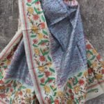 Block-Printed Nakshi-Kantha Tussar silk Dupatta