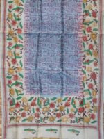 Block-Printed Nakshi-Kantha Tussar silk Dupatta - Image 3