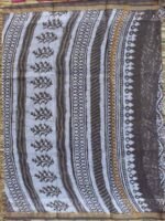 Block-Printed Brown-Grey Kota-cotton saree - Image 4