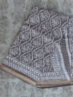 Block-Printed Brown-Grey Kota-cotton saree
