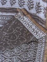 Block-Printed Brown-Grey Kota-cotton saree - Image 2