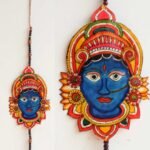 Blue Goddess-face Tholu-Bommalata wall-hanging