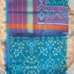Pink and Greenish-Blue Patola Silk Dupatta