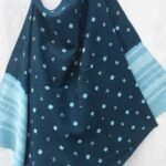 Blue-Grey Bhujodi Bandhani woolen Shawl