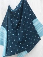 Blue-Grey Bhujodi Bandhani woolen Shawl