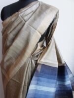 Blue Palla Undyed desi Tussar silk Saree - Image 3