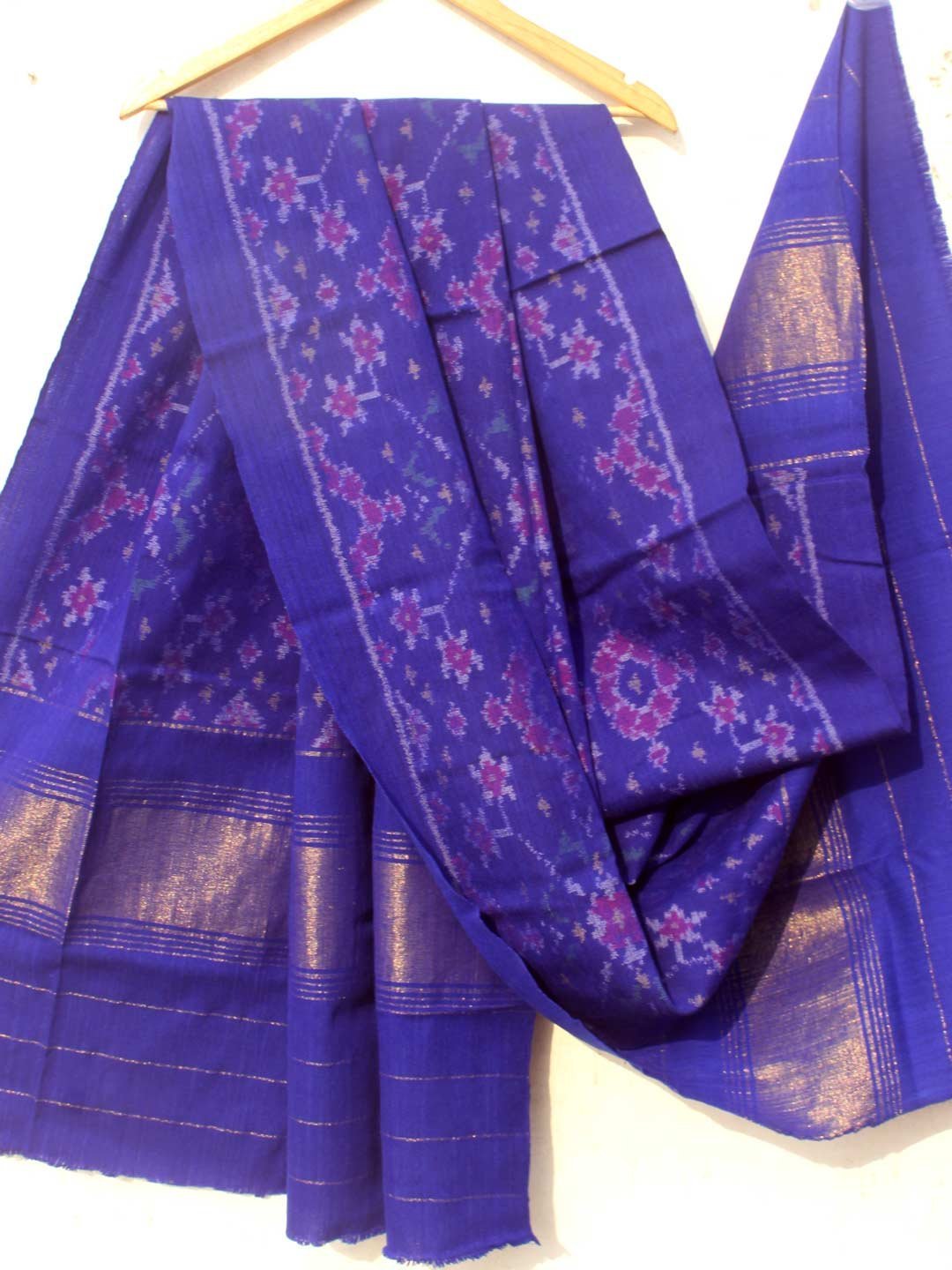 Blue-Patan-Patola-woolen-Shawl.jpg Blue Patan Patola Woolen Shawl - Image 1