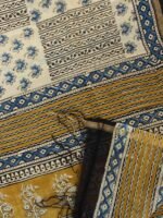 Blue, Yellow, Beige Block-Printed Chanderi Dupatta - Image 2