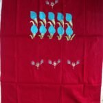 Blue and Maroon Kanthawork cotton Kurta Fabric
