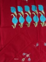 Blue and Maroon Kanthawork cotton Kurta Fabric - Image 2