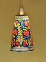 Pink Lotus, Blue Hanging Leather Lamp