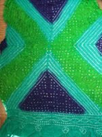 Blue and green polysilk Bandhani Dupatta - Image 3