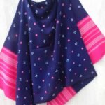 Pink and Blue Bhujodi Bandhej woolen Shawl