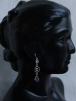 Blue and Purple Stone Silver Earrings - Image 3