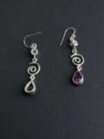 Blue and Purple Stone Silver Earrings - Image 2