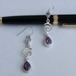 Blue and Purple Stone Silver Earrings