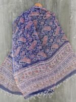 Blue and Red Block-Printed kota Dupatta