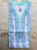 Chikankari White and blue cotton ladies Kurta