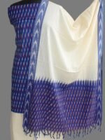 Blue and white Ikkat Cotton 3pc Ladies Suit