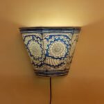 White and Blue Tholu Bommalata Wall-lamp
