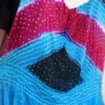 Blue, black and magenta Polysilk Bandhani Dupatta