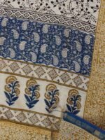 Blue, Black, Beige Block-Printed Chanderi Dupatta - Image 2