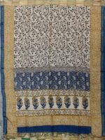 Blue, Black, Beige Block-Printed Chanderi Dupatta - Image 3