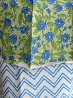 Blue, Green, White Block-Printed 3pc Cotton Suit Set - Image 3