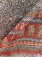 Blue-Lotus Block-print Kota cotton dupatta - Image 2