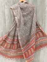 Blue-Lotus Block-print Kota cotton dupatta