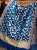 Emerald Blue Pure katan silk Banarasi Dupatta