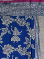 Emerald Blue Pure katan silk Banarasi Dupatta - Image 3