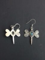 Blue stone Silver dragonfly Earrings - Image 2