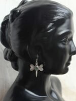 Blue stone Silver dragonfly Earrings - Image 3
