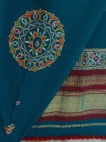 Bluish-Green Ahir Embroidered woolen Shawl - Image 3