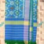 Bluish-Green Patan Patola pure silk Dupatta