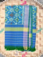 Bluish-Green Patan Patola pure silk Dupatta