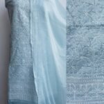 Bluish-Grey cotton Chikankari Dress-material