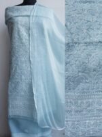 Bluish-Grey cotton Chikankari Dress-material