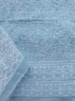 Bluish-Grey cotton Chikankari Dress-material - Image 3
